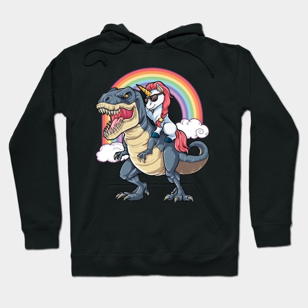 Unicorn Riding T-Rex Hoodie by stopse rpentine